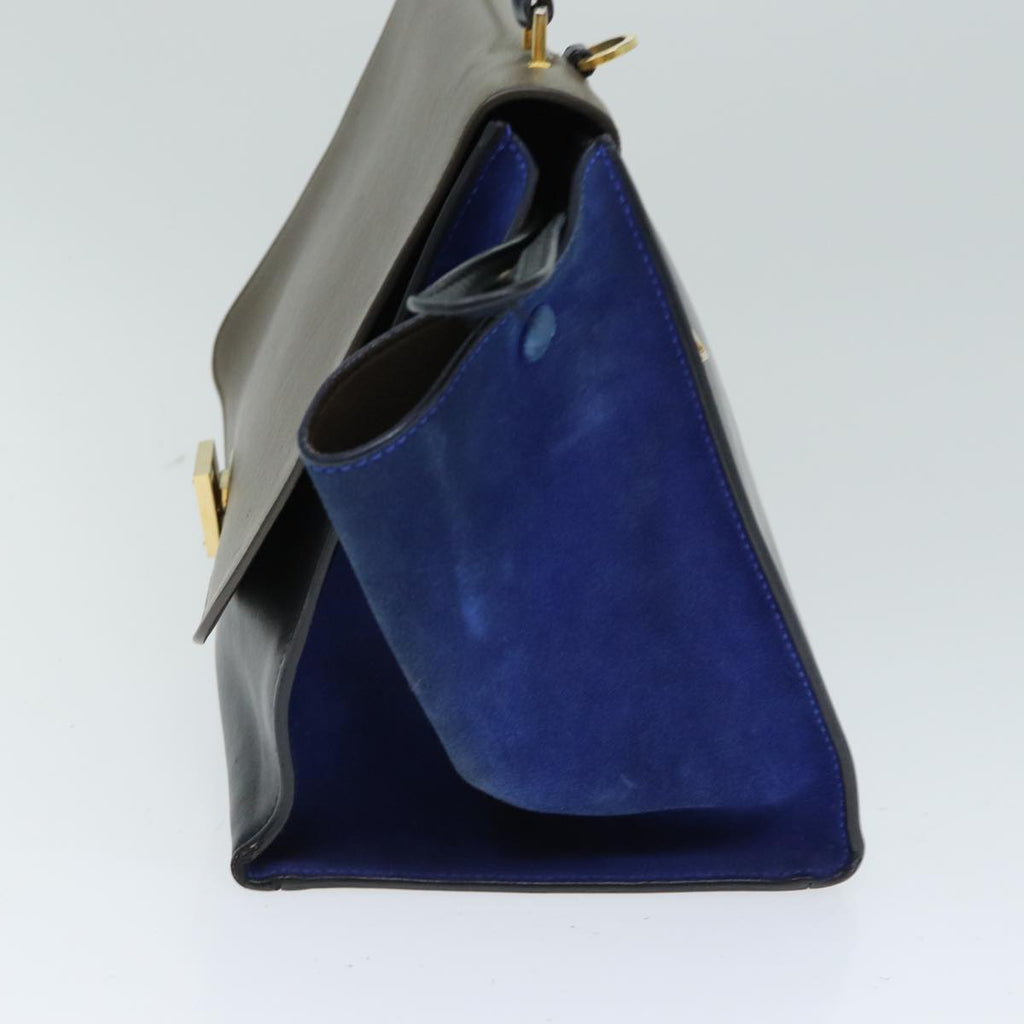 CELINE Hand Bag Leather Suede Brown Black blue  80877