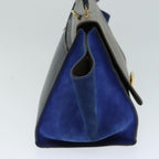 CELINE Hand Bag Leather Suede Brown Black blue  80877
