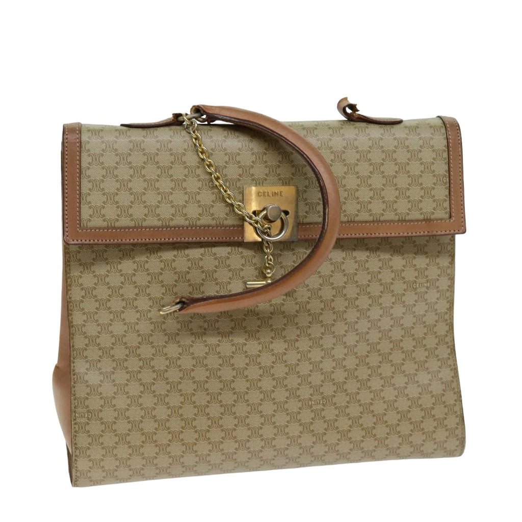 CELINE Macadam Canvas Hand Bag Beige  80878