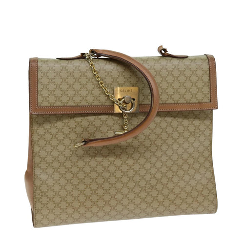 CELINE Macadam Canvas Hand Bag Beige  80878
