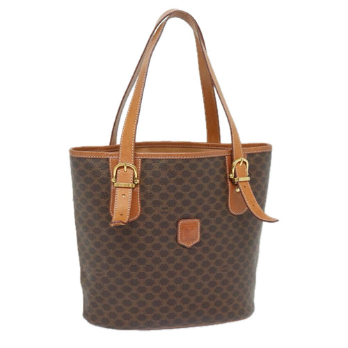 CELINE Macadam Canvas Hand Bag PVC Leather Brown  80879