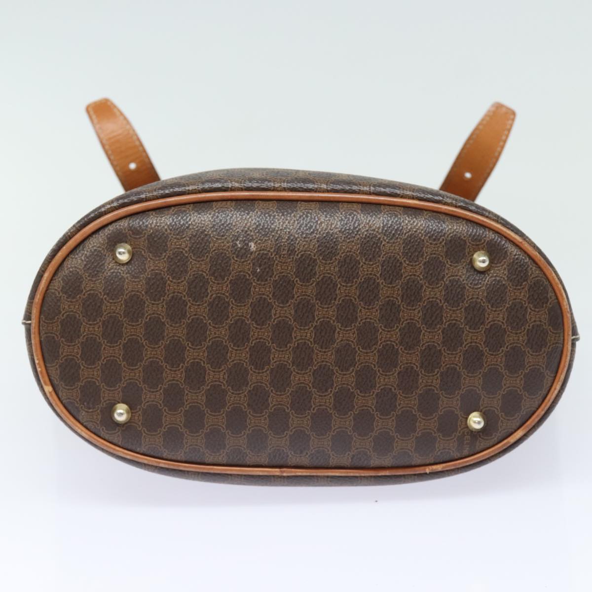 CELINE Macadam Canvas Hand Bag PVC Leather Brown  80879