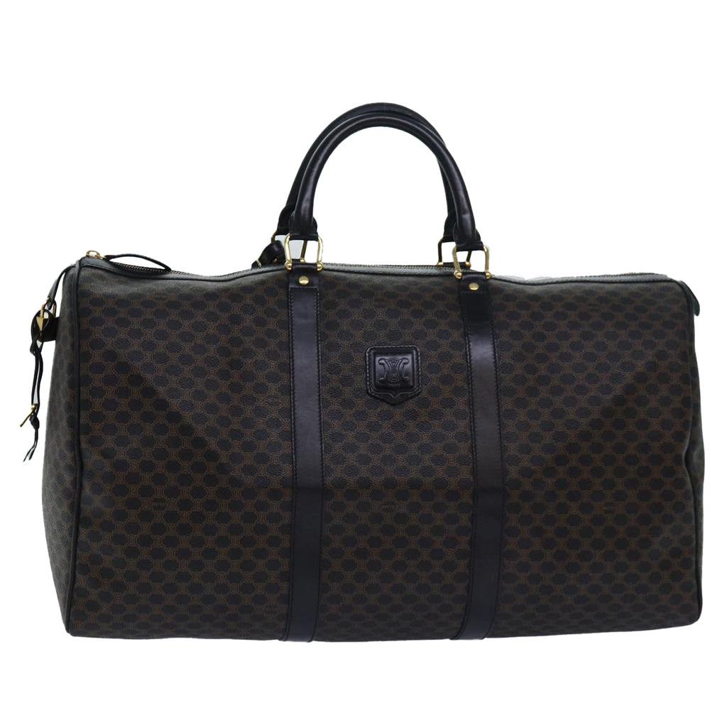 CELINE Macadam Canvas Boston Bag PVC Leather Black  80880