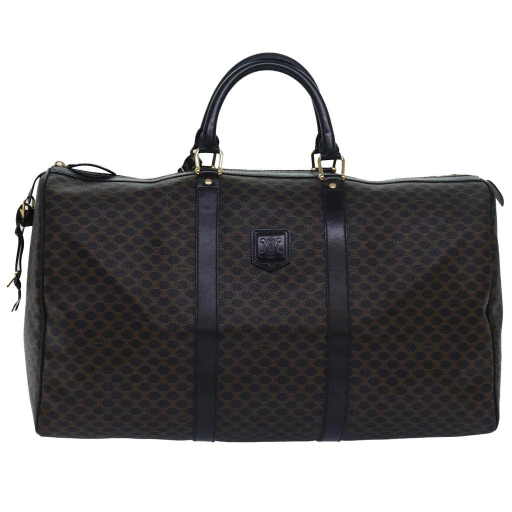 CELINE Macadam Canvas Boston Bag PVC Leather Black  80880