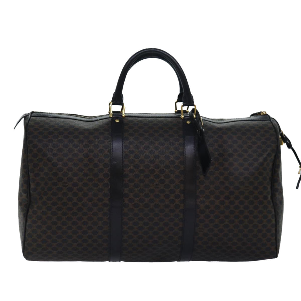 CELINE Macadam Canvas Boston Bag PVC Leather Black  80880