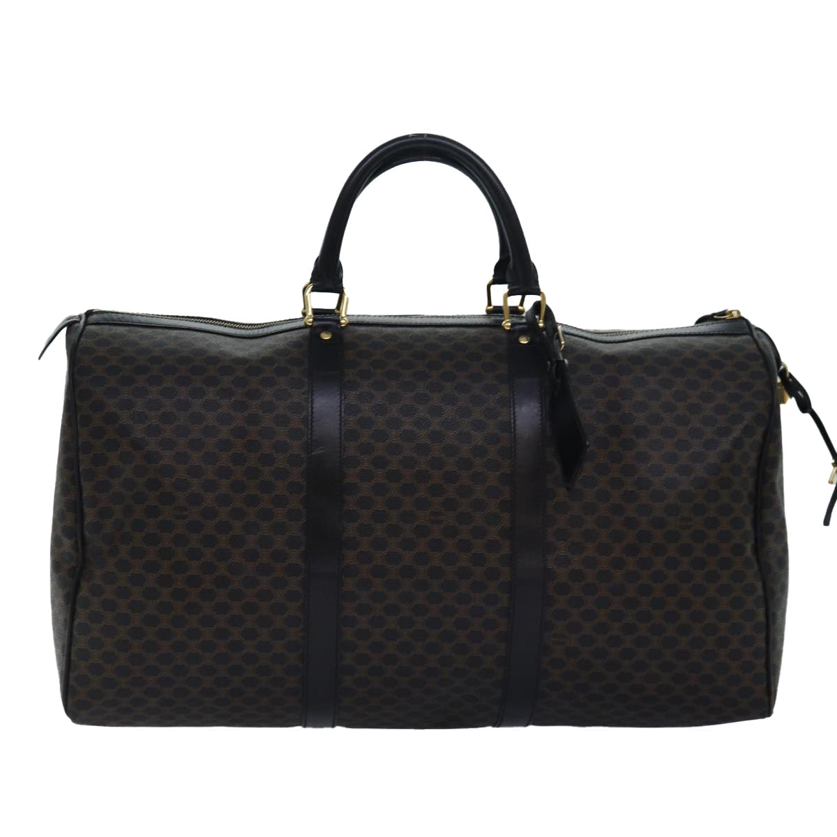 CELINE Macadam Canvas Boston Bag PVC Leather Black  80880