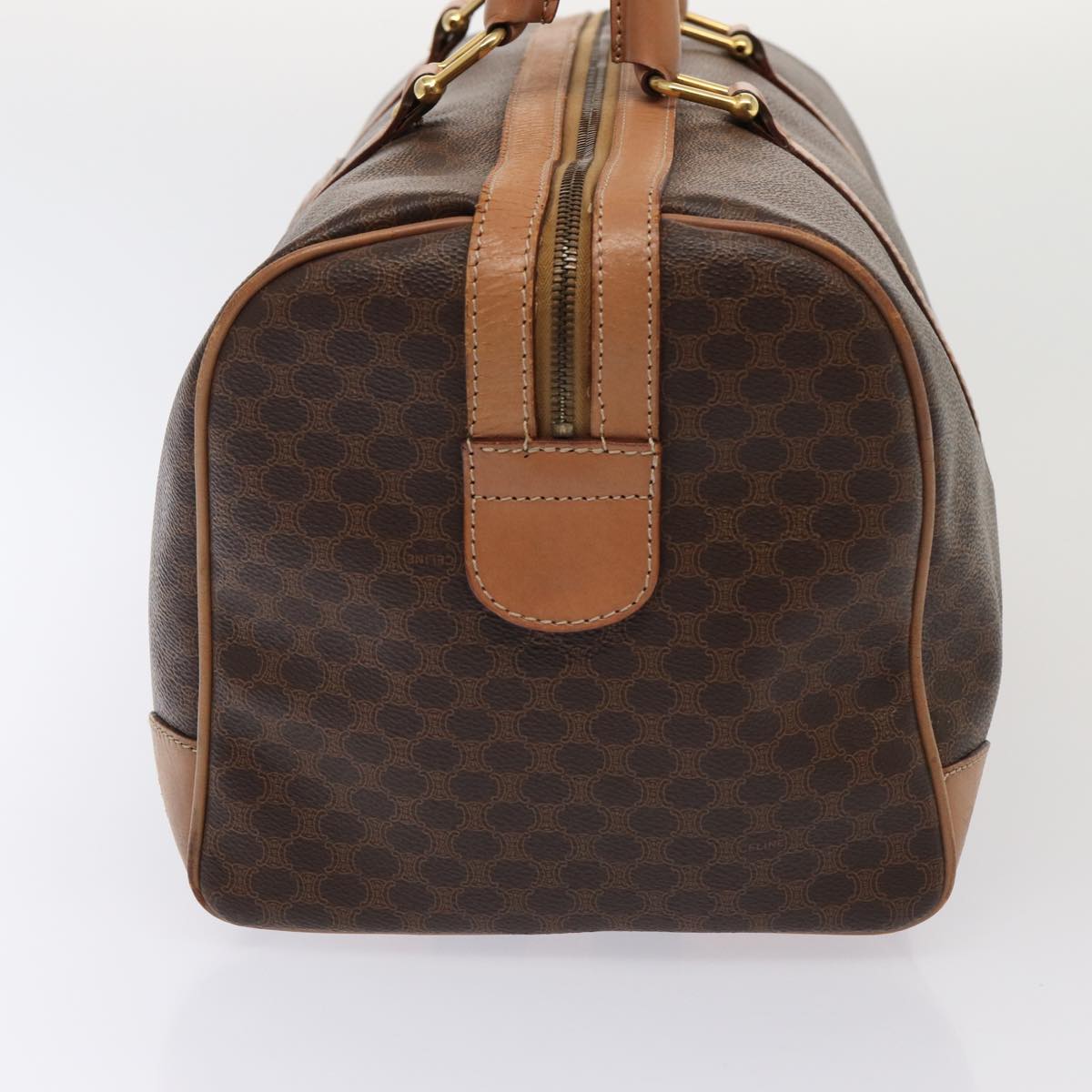 CELINE Macadam Canvas Boston Bag PVC Leather Brown  80881