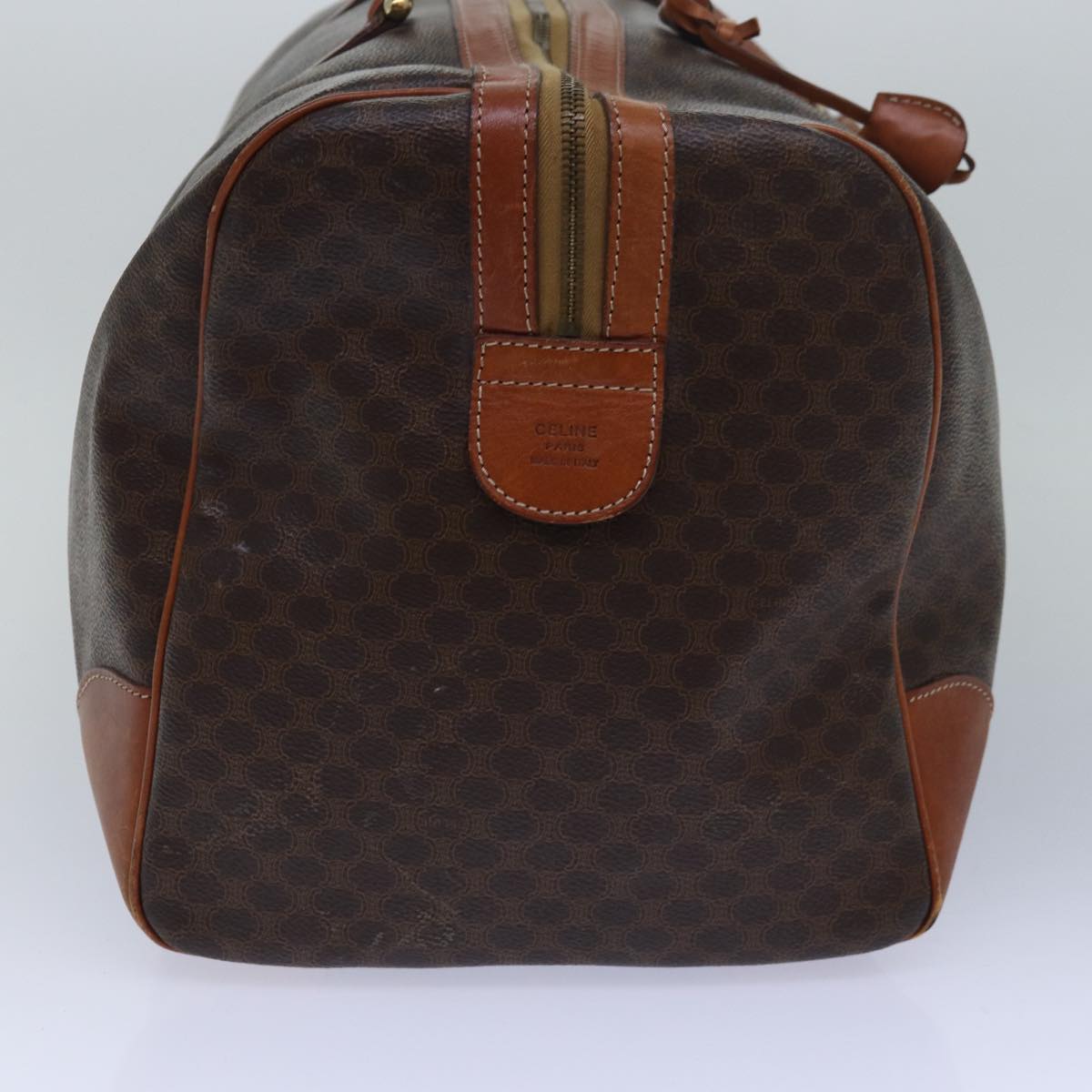CELINE Macadam Canvas Boston Bag PVC Leather Brown  80882
