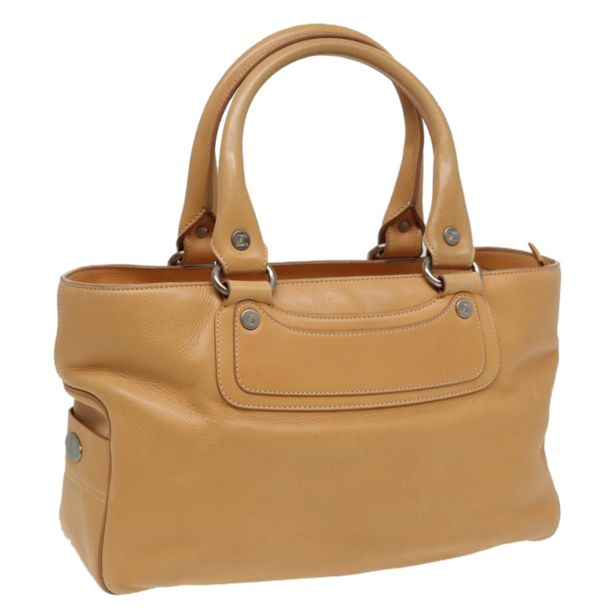 CELINE Hand Bag Leather Beige  80885