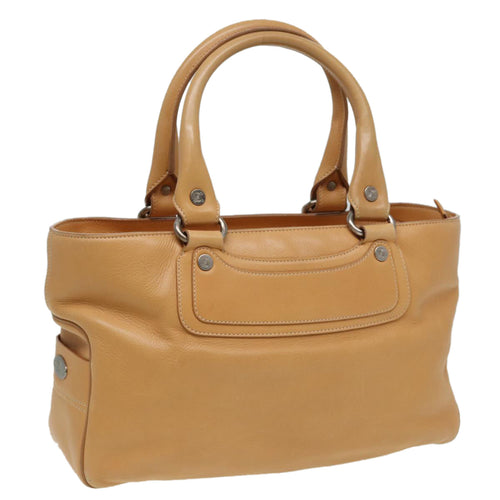 CELINE Hand Bag Leather Beige  80885