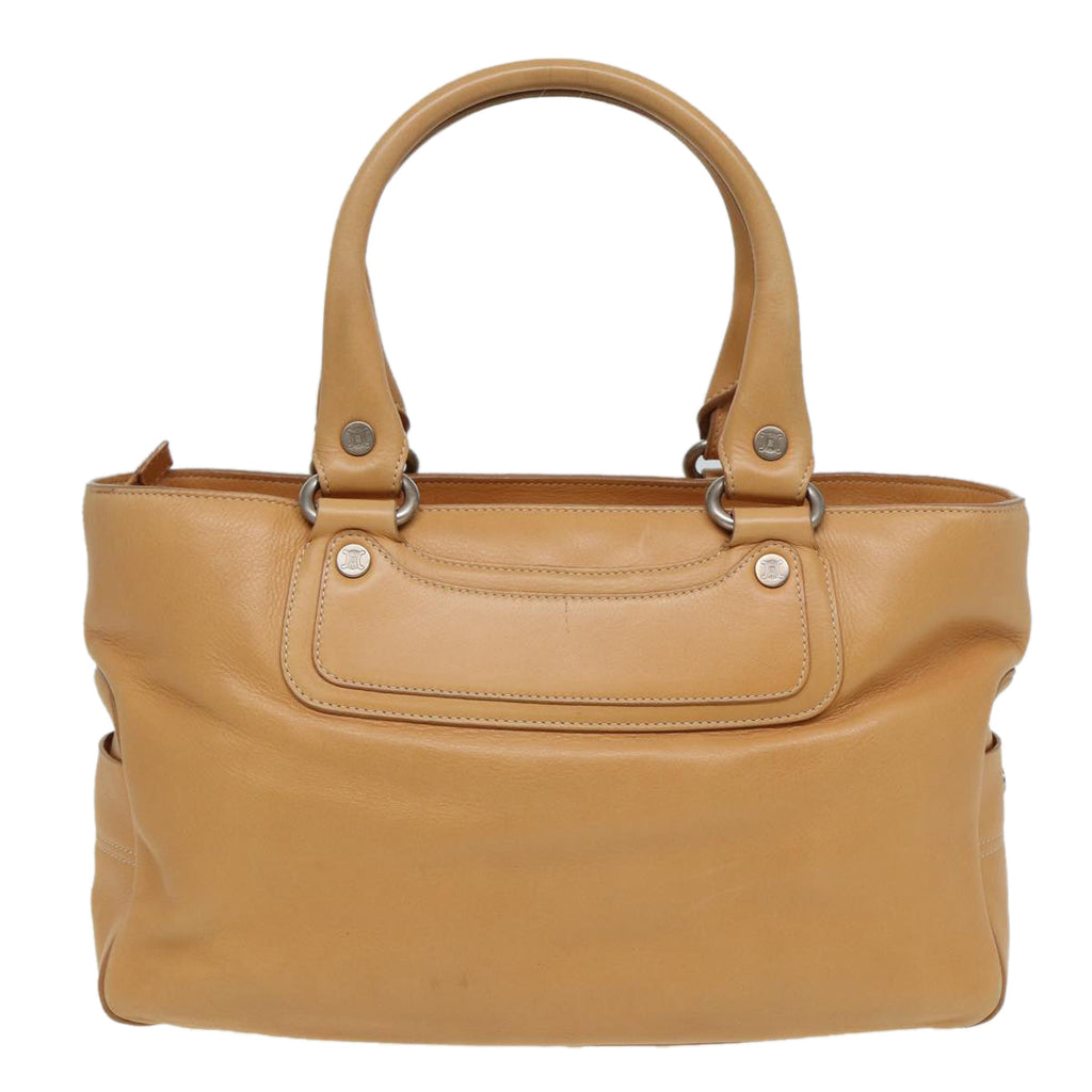 CELINE Hand Bag Leather Beige  80885