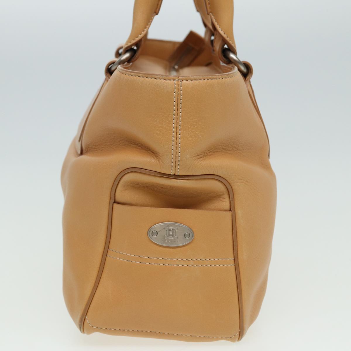 CELINE Hand Bag Leather Beige  80885