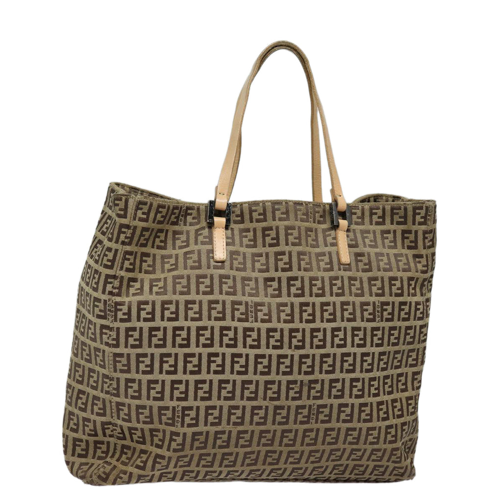 FENDI Zucchino Canvas Hand Bag Beige Brown80903