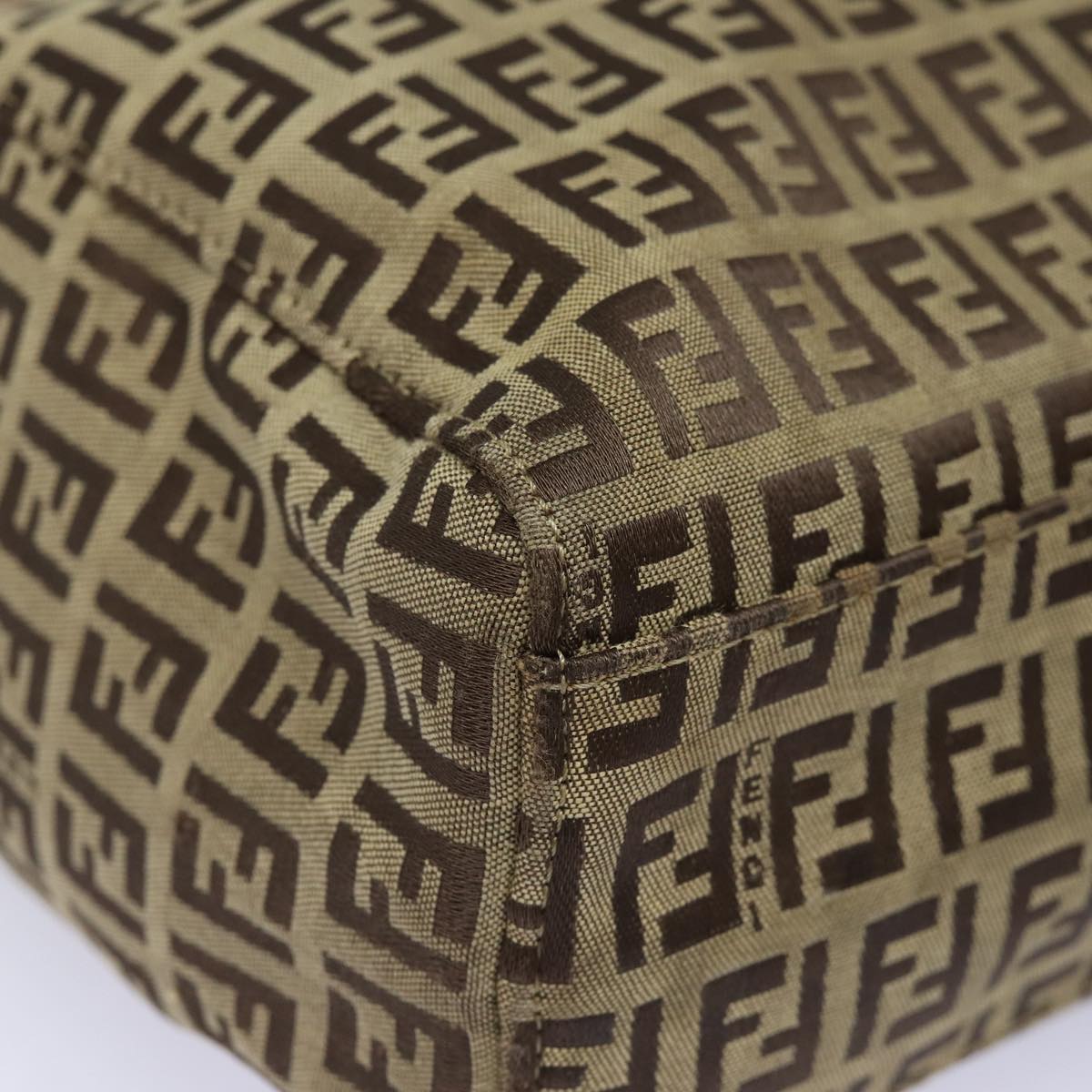 FENDI Zucchino Canvas Hand Bag Beige Brown80903