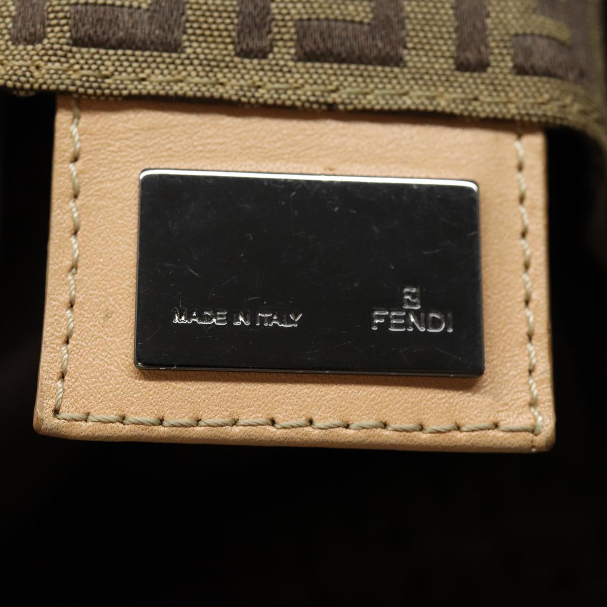 FENDI Zucchino Canvas Hand Bag Beige Brown80903