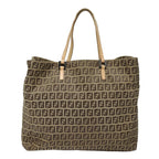 FENDI Zucchino Canvas Hand Bag Beige Brown80903