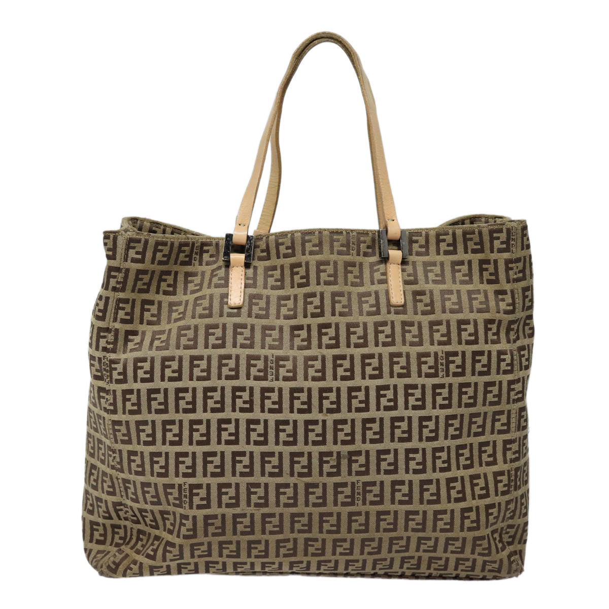 FENDI Zucchino Canvas Hand Bag Beige Brown80903