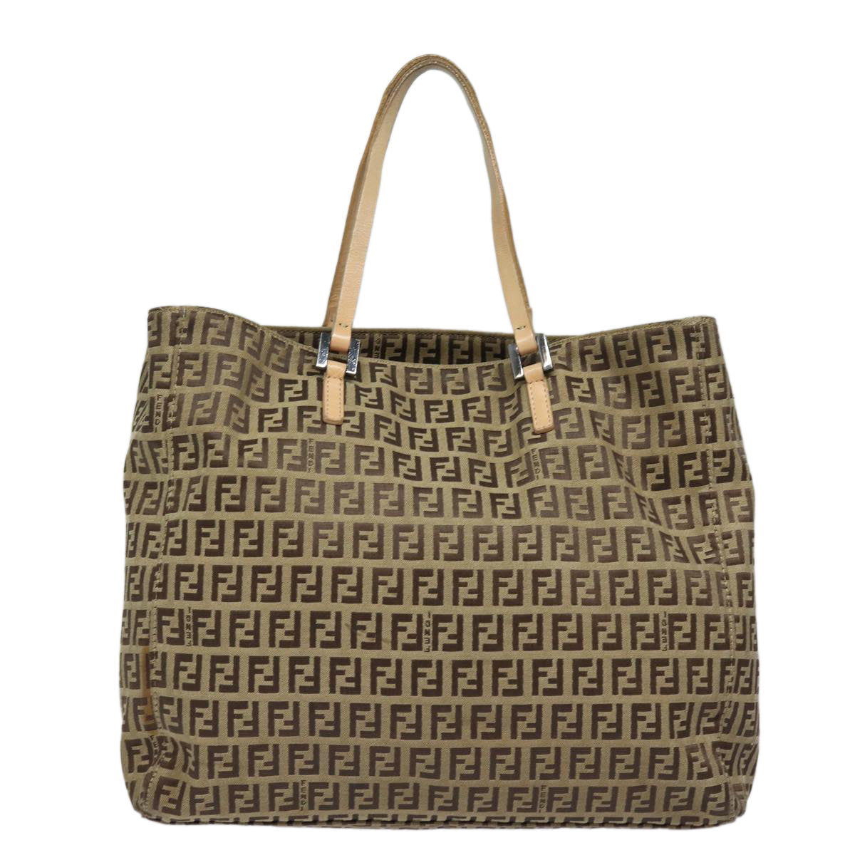 FENDI Zucchino Canvas Hand Bag Beige Brown80903