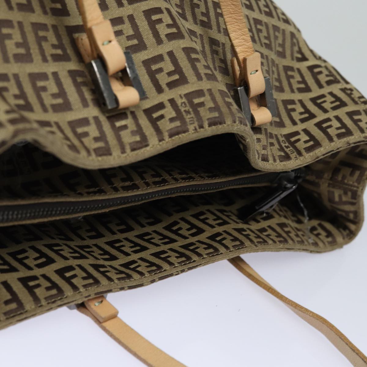 FENDI Zucchino Canvas Hand Bag Beige Brown80903