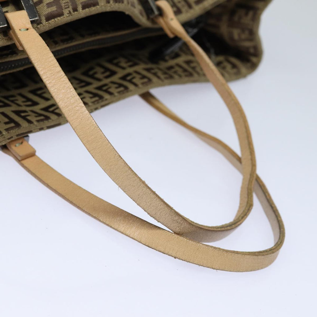 FENDI Zucchino Canvas Hand Bag Beige Brown80903
