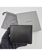 Balenciaga Logo Print Half Wallet Black