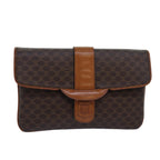 CELINE Macadam Canvas Clutch Bag PVC Leather Brown  80936