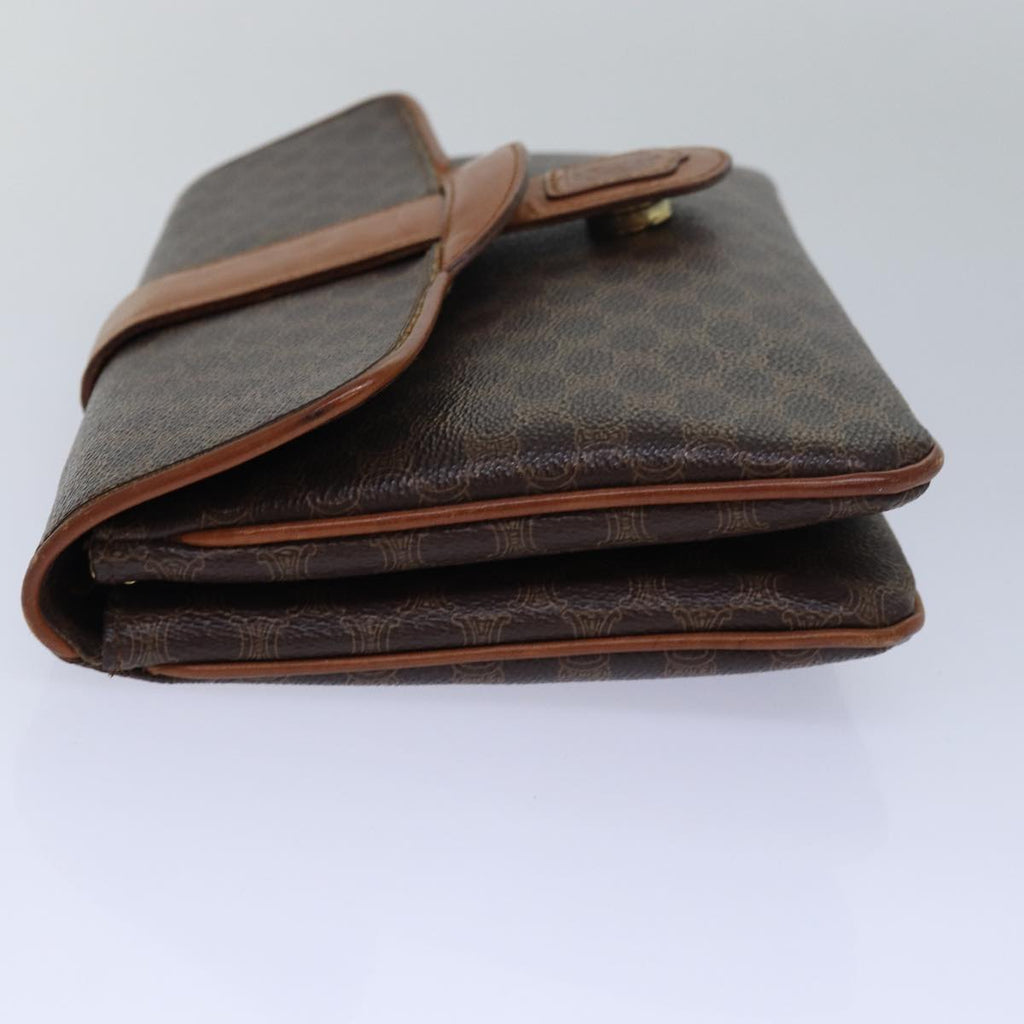 CELINE Macadam Canvas Clutch Bag PVC Leather Brown  80936