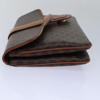 CELINE Macadam Canvas Clutch Bag PVC Leather Brown  80936