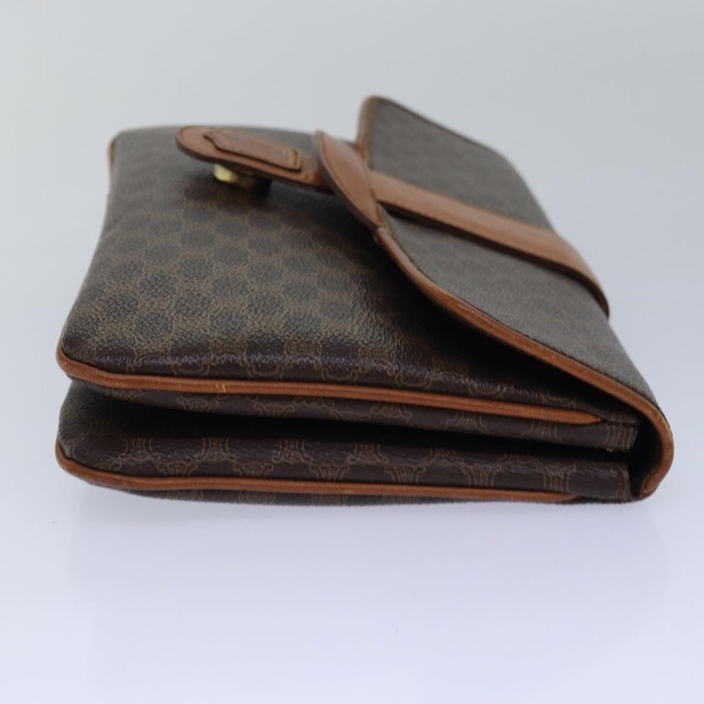CELINE Macadam Canvas Clutch Bag PVC Leather Brown  80936
