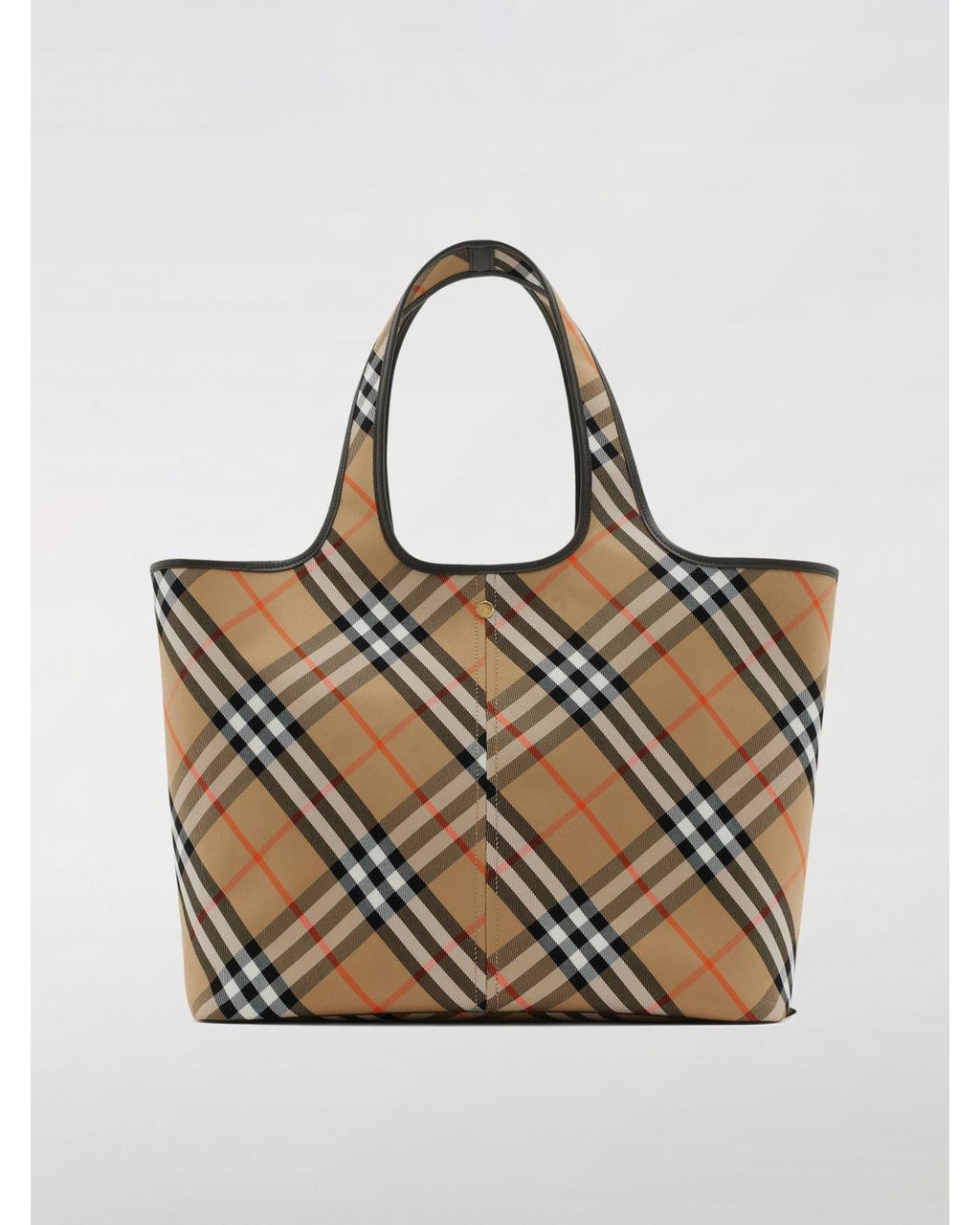 Burberry Large Check Tote Bag Women Beige Handbags