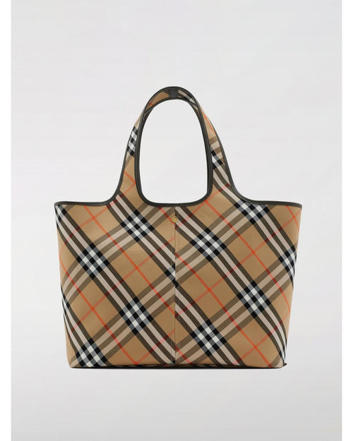 Burberry Large Check Tote Bag Women Beige Handbags
