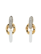 Bottega Veneta Silver And Gold-tone, Enamel And Crystal Earrings In White