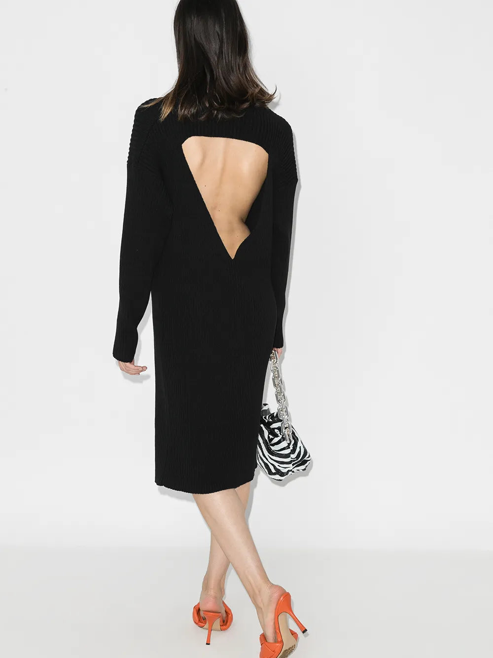 Bottega Veneta Cut Out Knee Length Sweater Dress