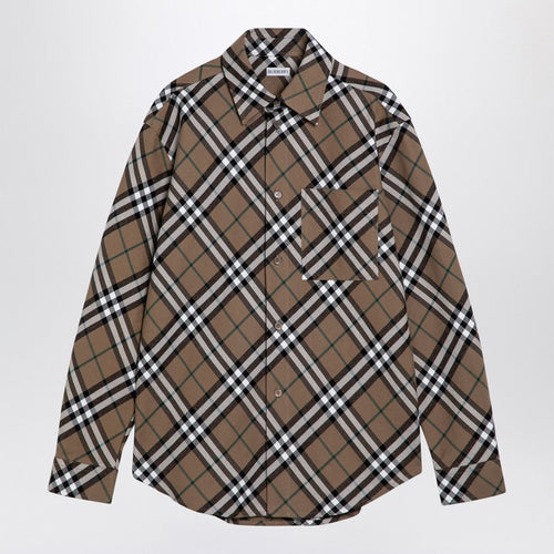 Burberry Beige Check Cotton Shirt Men
