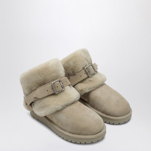 Burberry Chubby Snow Boots In Suede And Beige Shearling Women