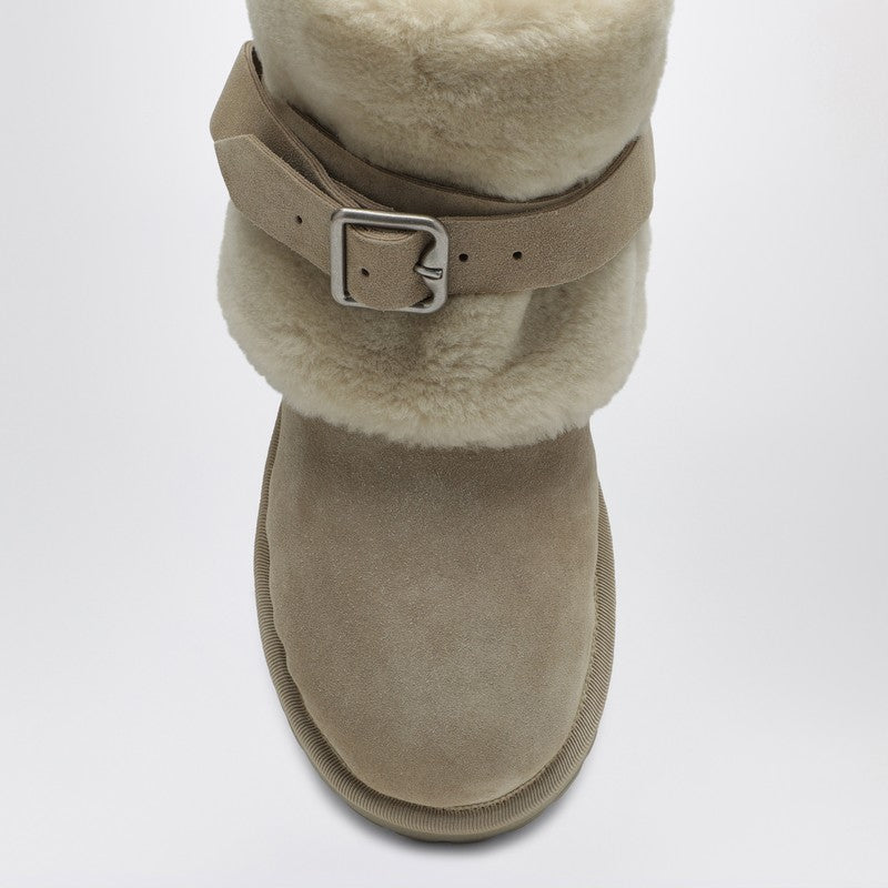 Burberry Chubby Snow Boots In Suede And Beige Shearling Women