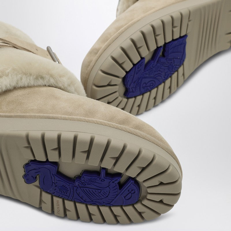 Burberry Chubby Snow Boots In Suede And Beige Shearling Women