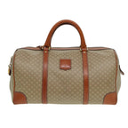 CELINE Macadam Canvas Boston Bag PVC Leather Beige Auth 80957
