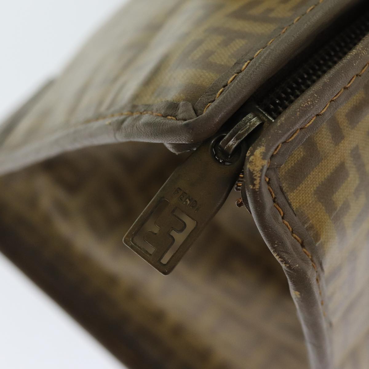 FENDI Zucchino Canvas Hand Bag Coated Canvas Beige80960