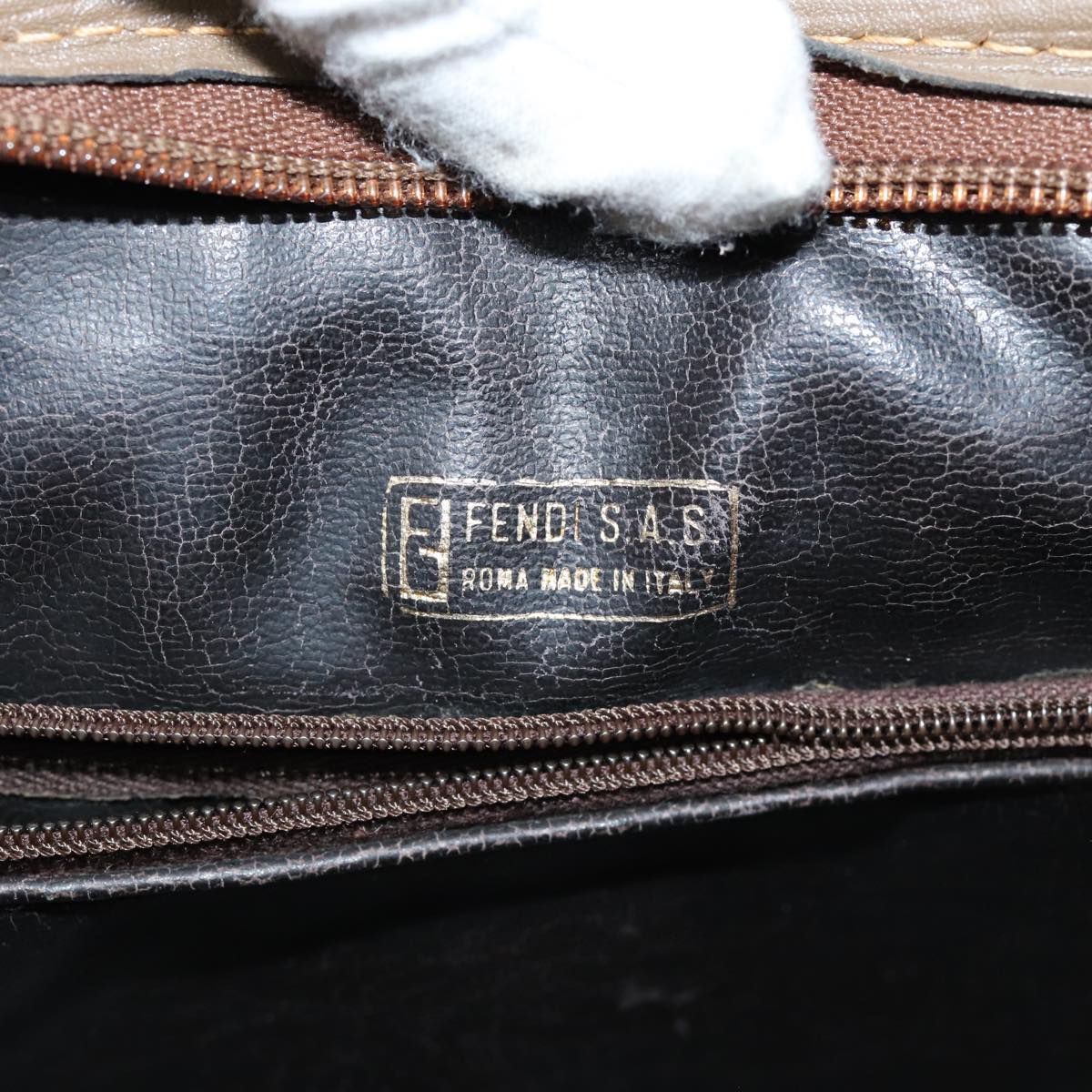 FENDI Zucchino Canvas Hand Bag Coated Canvas Beige80960