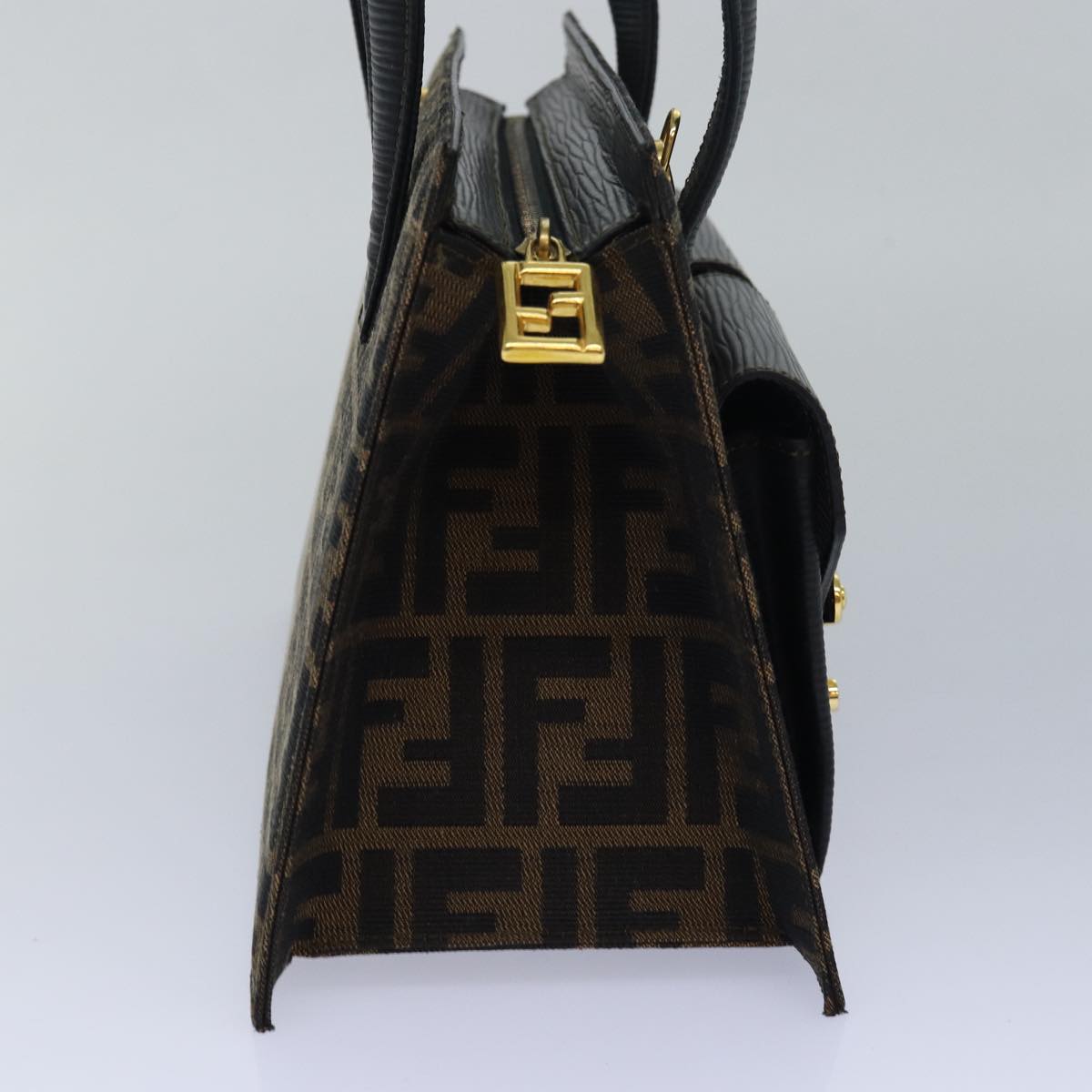 FENDI Zucca Canvas Hand Bag 2way Brown Black80963