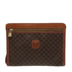 CELINE Macadam Canvas Clutch Bag PVC Leather Brown  80976