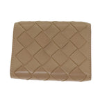 BOTTEGA VENETA INTRECCIATO Compact Wallet Leather Beige Auth 80983