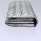 BOTTEGA VENETA INTRECCIATO Long Wallet Leather Silver tone Auth 80984