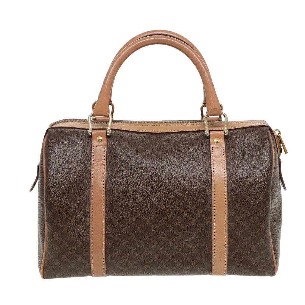 CELINE Macadam Canvas Boston Bag PVC Leather Brown  80990