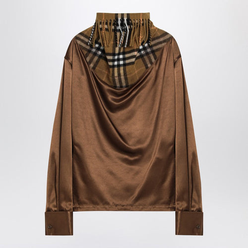 Burberry Satin Shirt With Check Panel Women