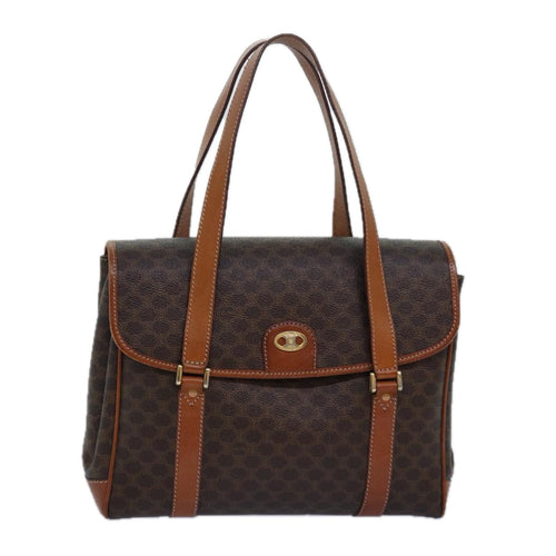 CELINE Macadam Canvas Shoulder Bag PVC Leather Brown  80995