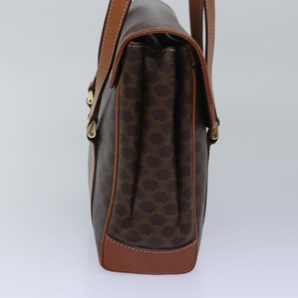 CELINE Macadam Canvas Shoulder Bag PVC Leather Brown  80995