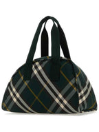Burberry Shield Check Pattern Medium Duffel Bag Green