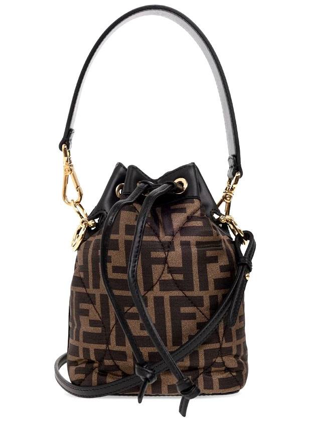 Fendi Mon Tresor Quilted FF Silk Mini Bucket Bag Brown